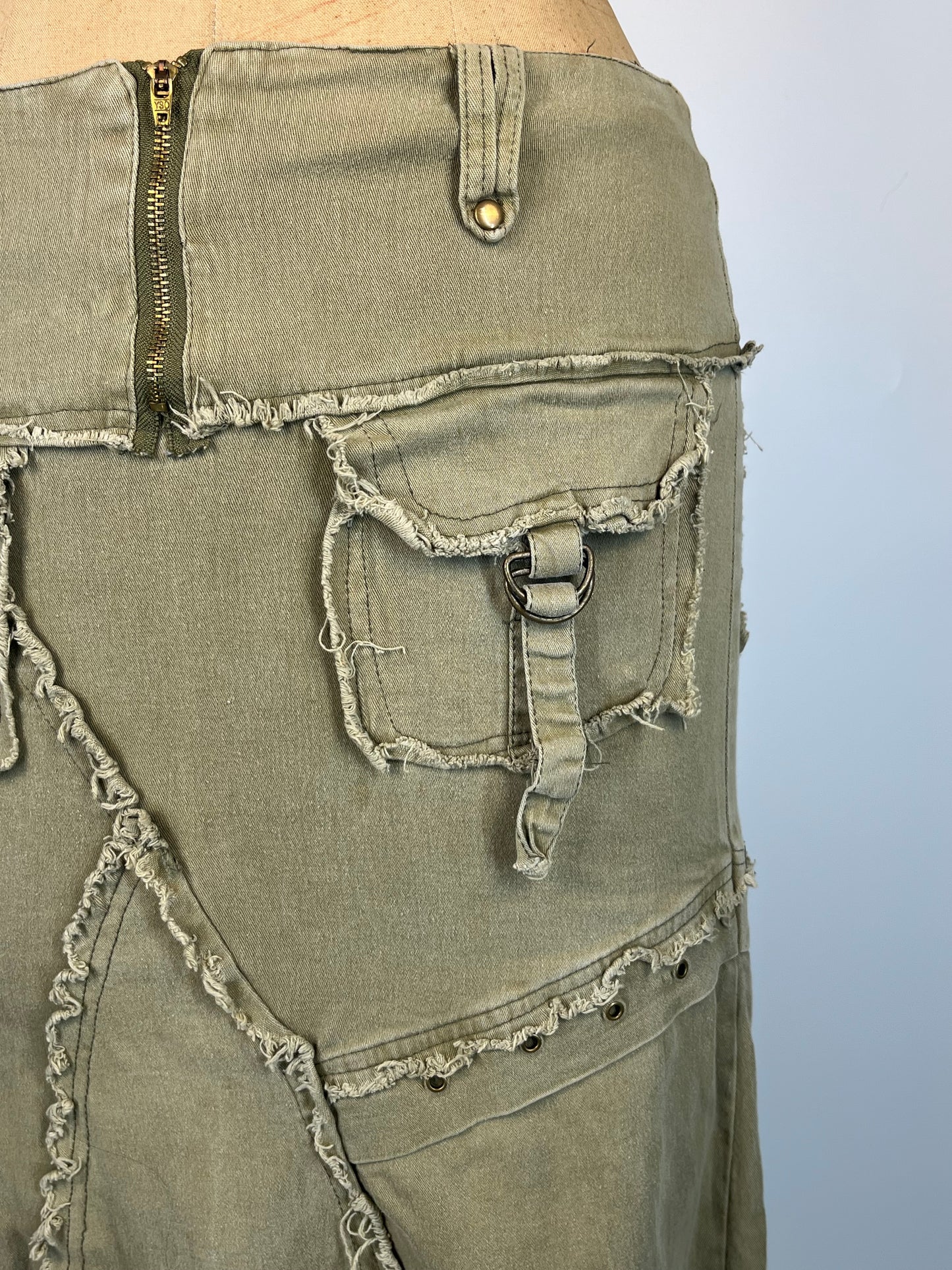 Grunge Distressed Cargo Skirt