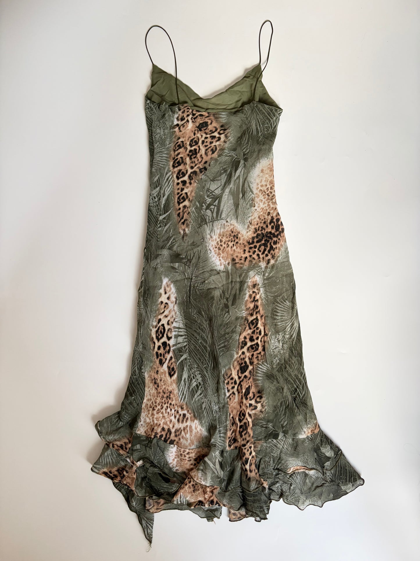 Euro Made in France Leopard Print Dress with Ruffle Hem