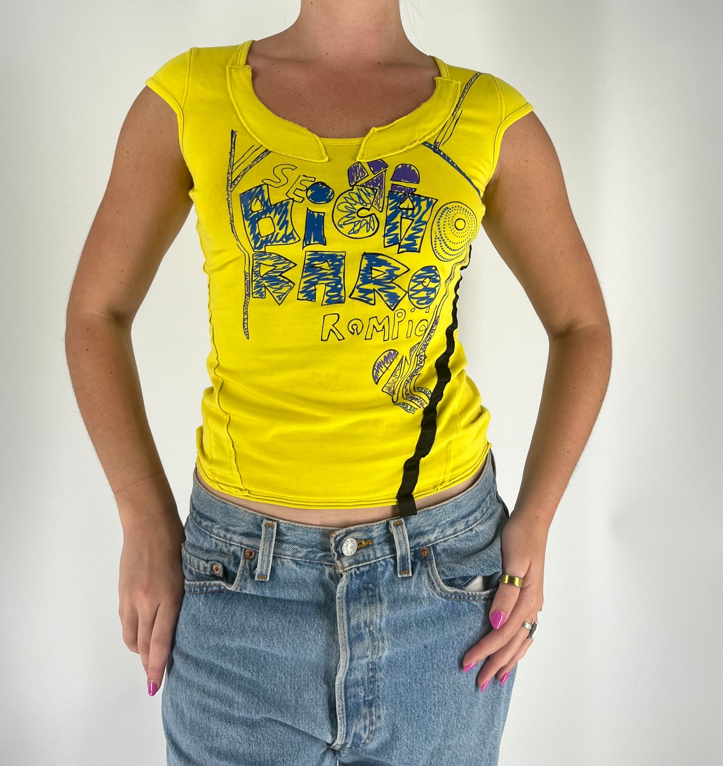 Graphic Tee With Abstract Stitching