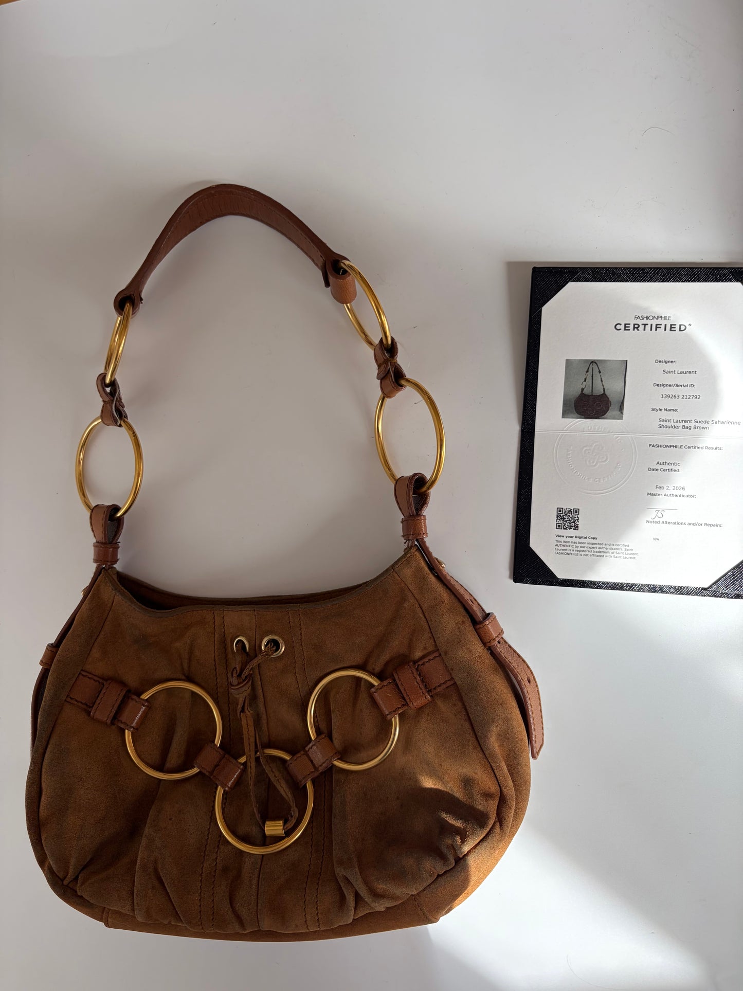 YSL Suede Saharienne Shoulder Bag