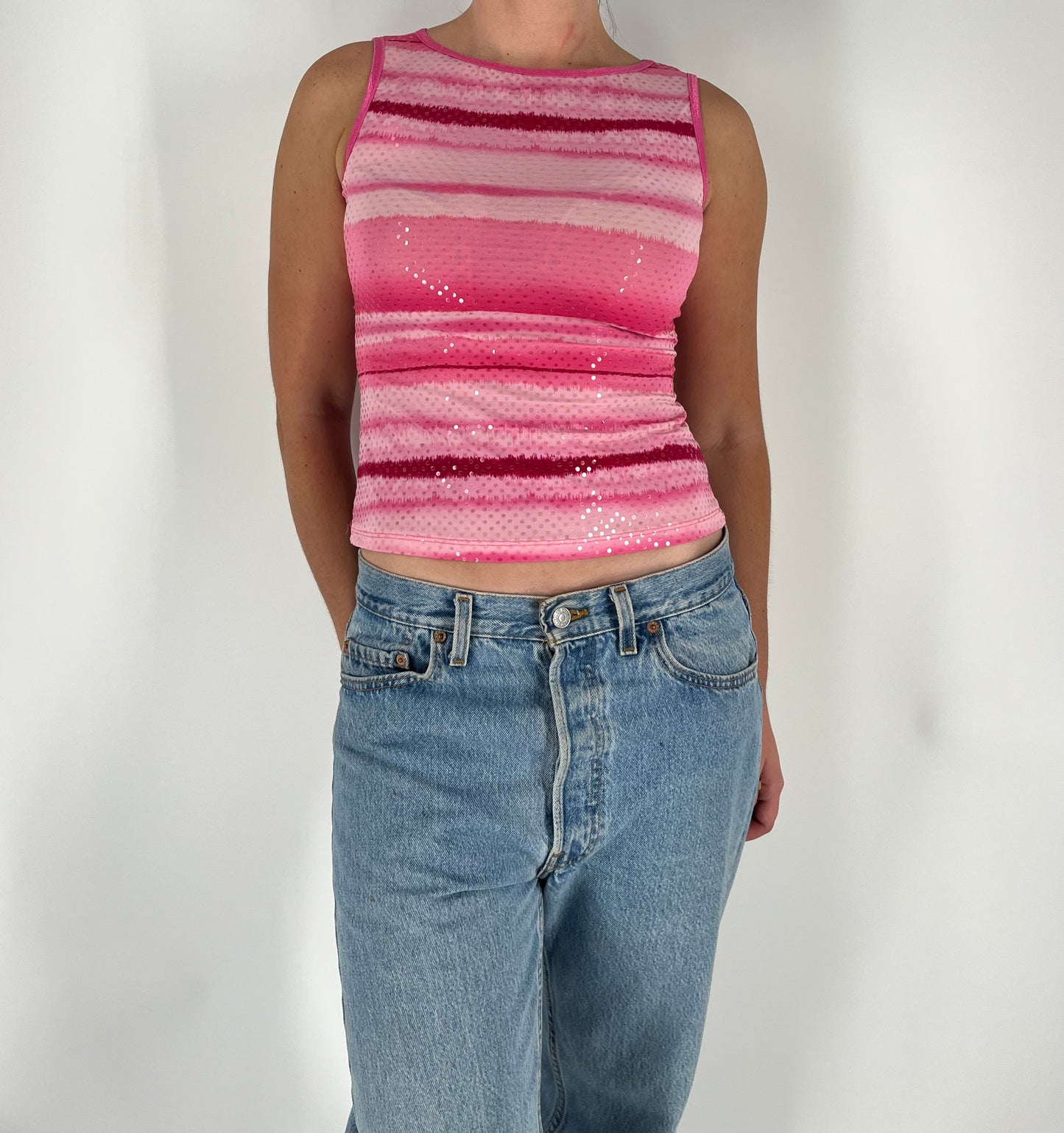 Retro Striped Tank With Subtle Shine