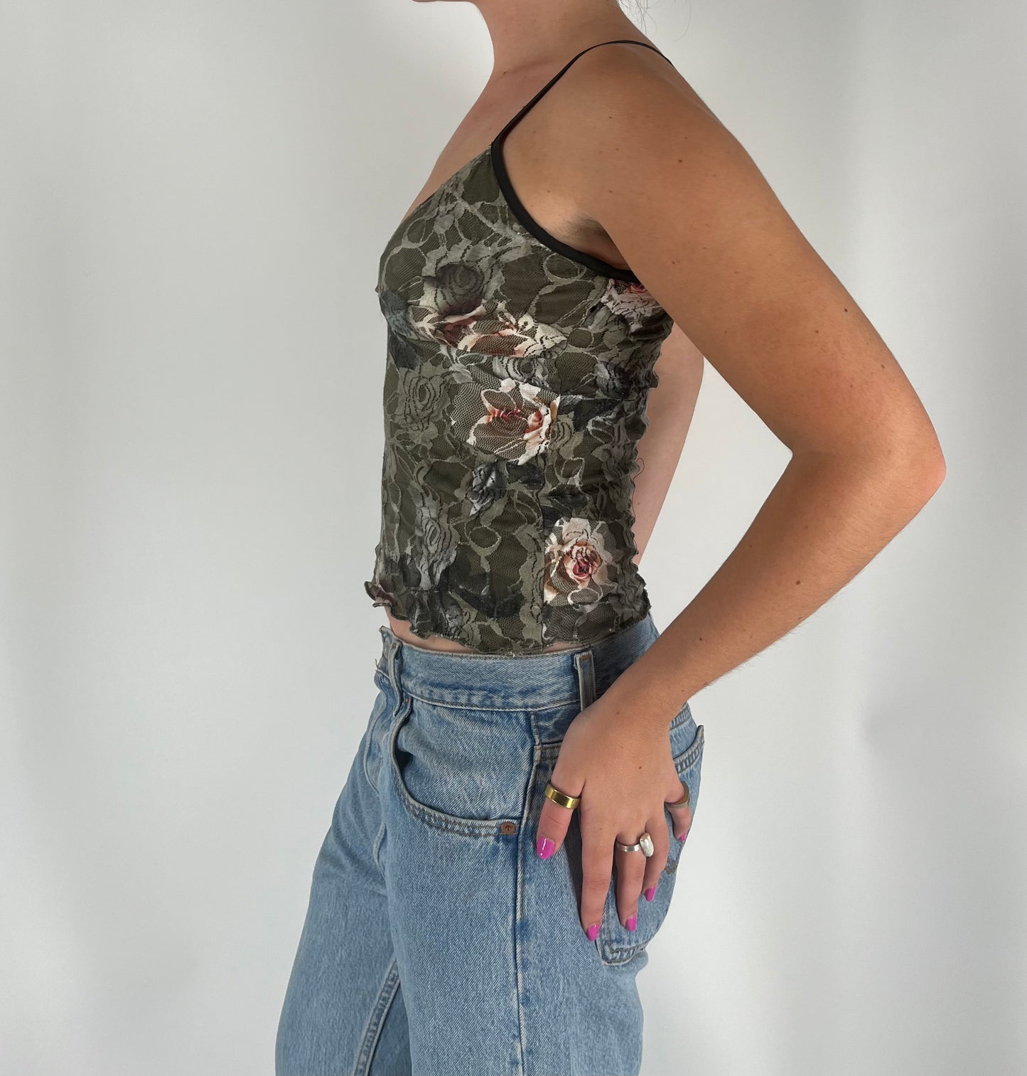 Grunge Floral Lace Tank