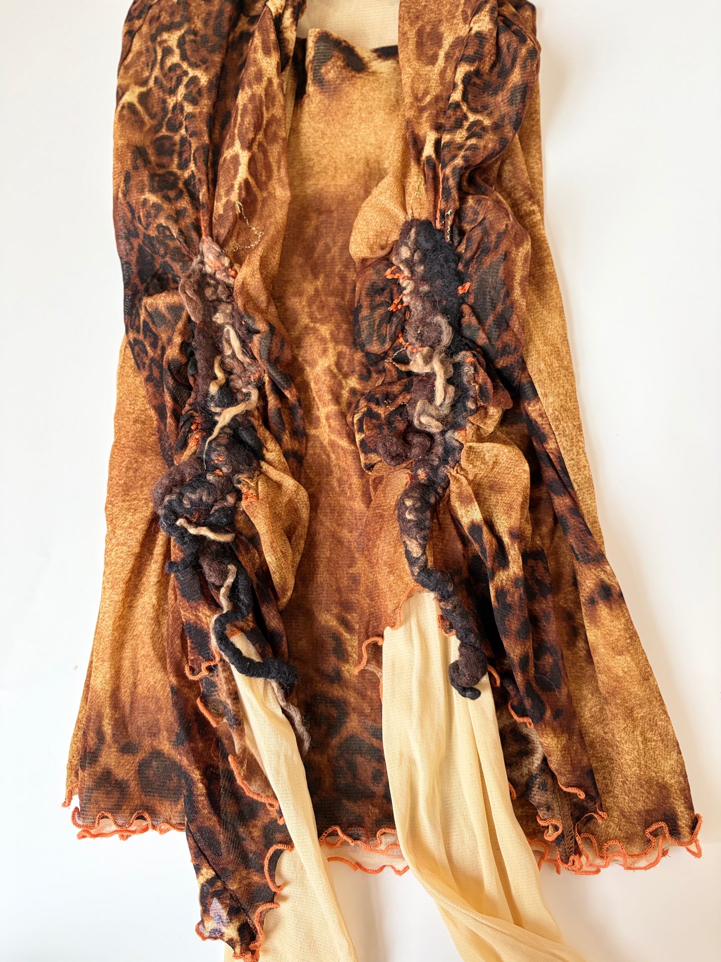 Made in Italy Mesh Cheetah Print Long Sleeve with Unique Sleeve Accents
