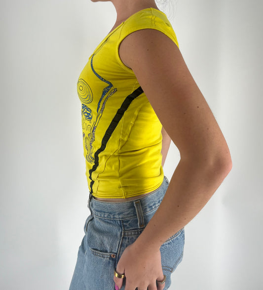 Graphic Tee With Abstract Stitching