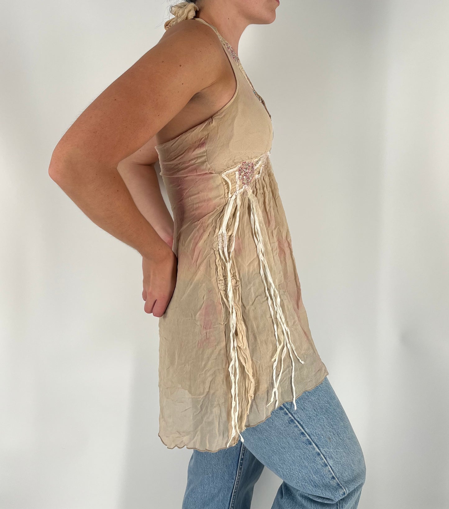 100% Silk Unique Beaded Fairy Tunic/Mini Dress