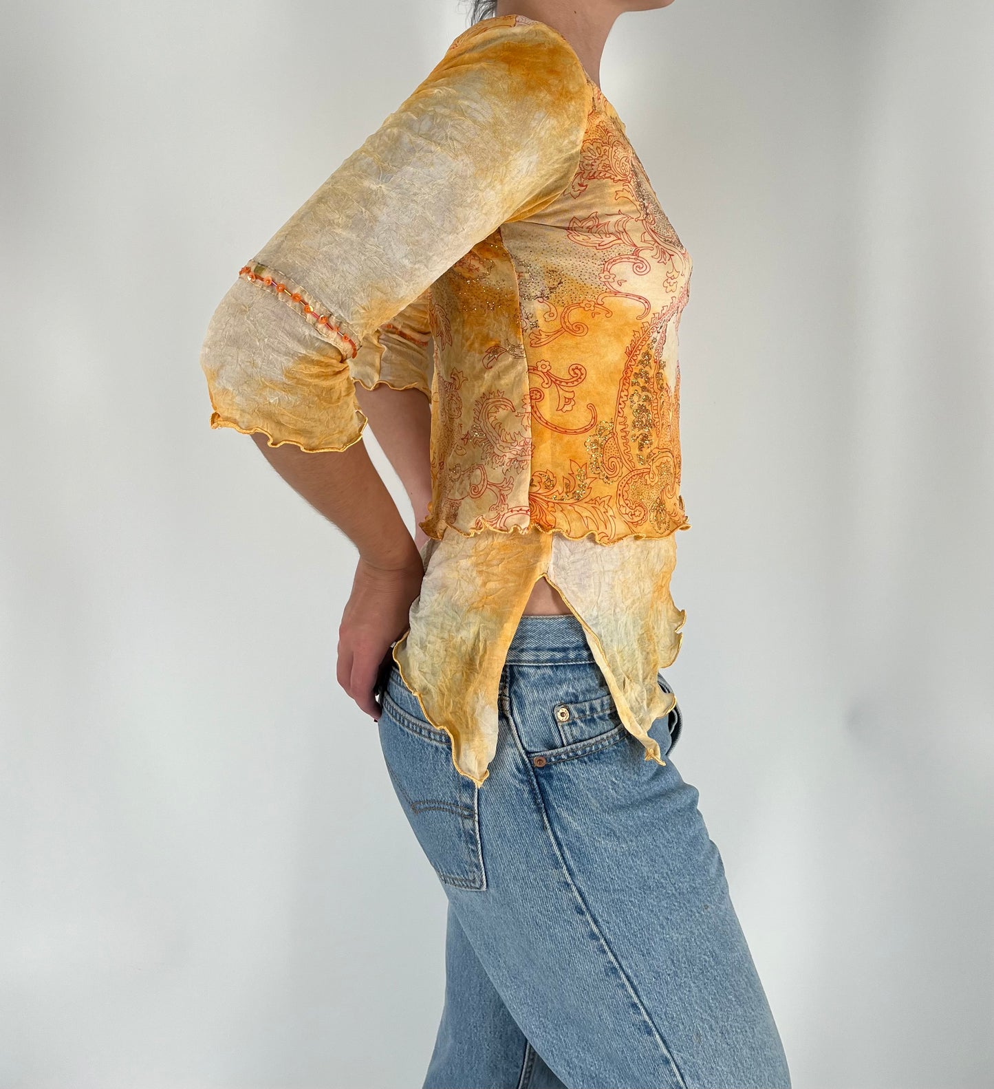 Asymmetrical Glitter Long Sleeve