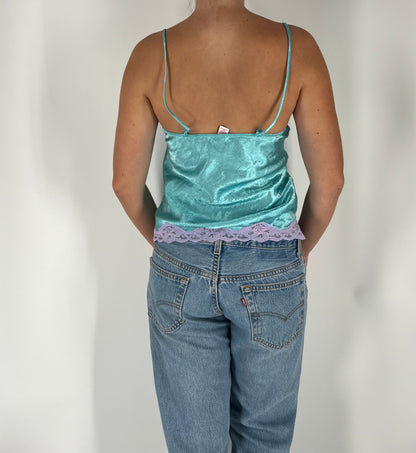 Cotton Candy Colored Satin Lace Cami