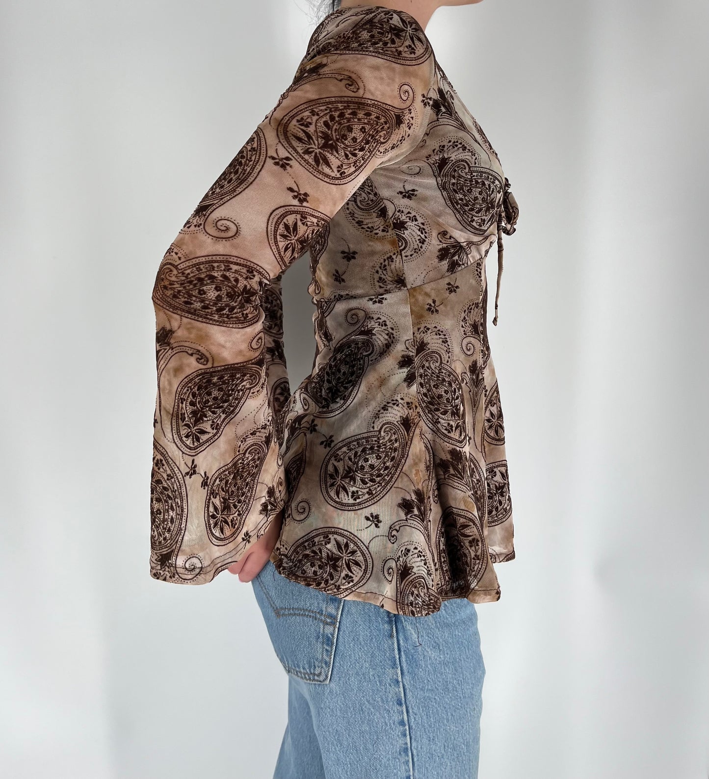 Paisley Long Sleeve With Bell Sleeves and a Babydoll Bodice