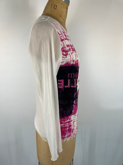 Graphic Mesh Long Sleeve Top