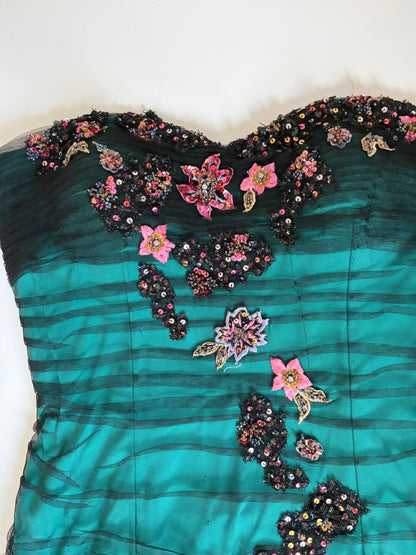 Euro Tulle Formal Dress with Floral Appliques