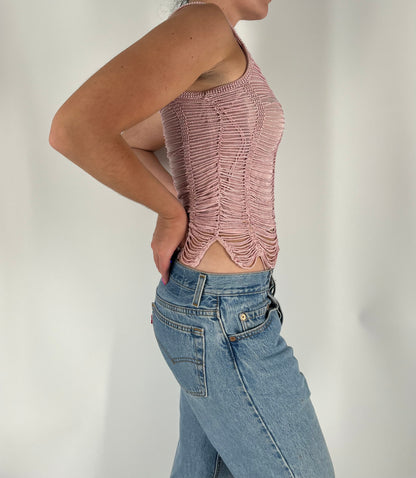 Morgan De Toi Slinky Crochet Tank With Beaded Accents