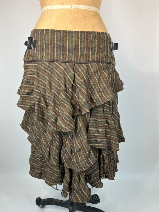 Pirate Style Striped Skirt With Buckle Detail and Adjustable Waist