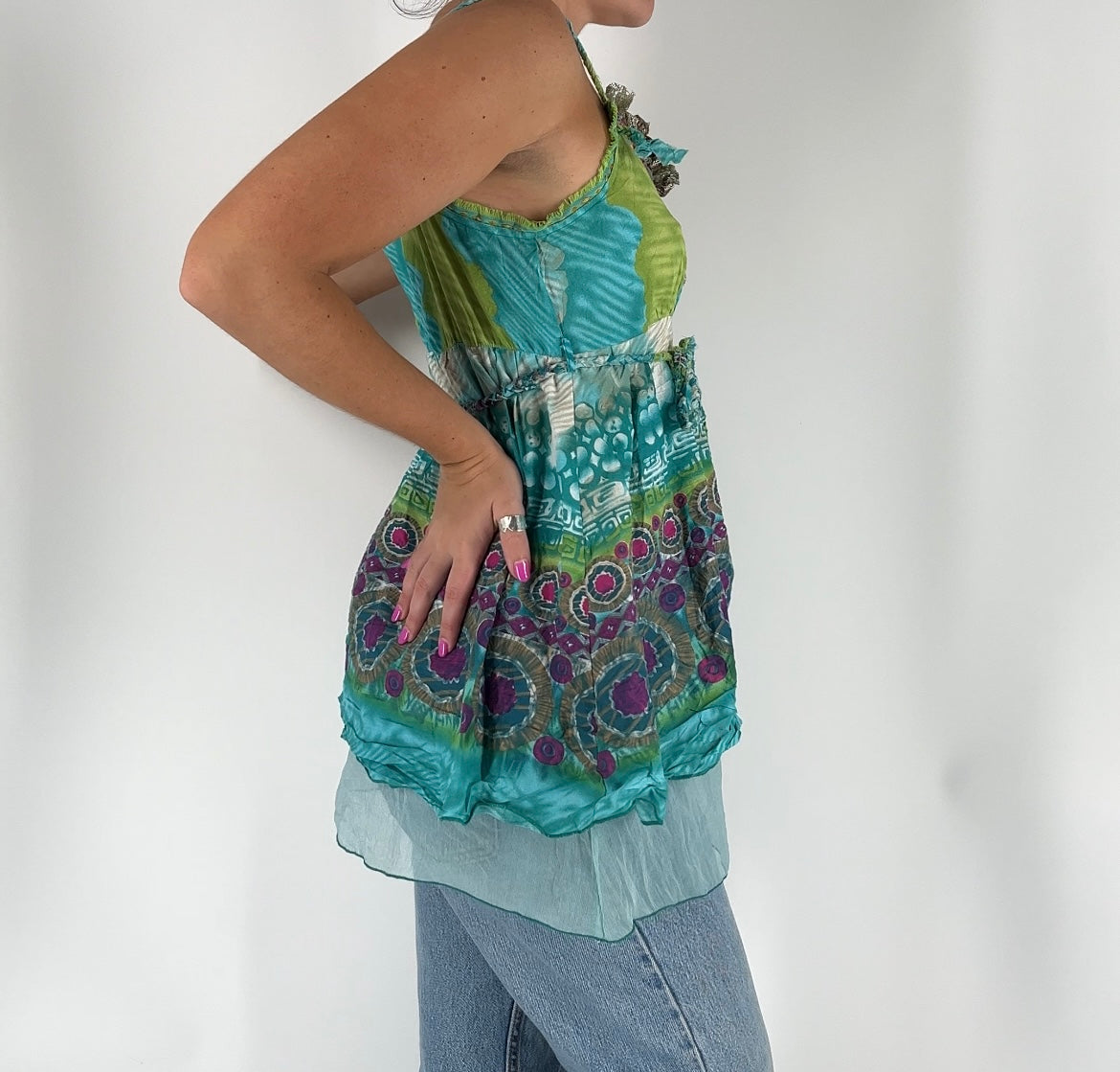 Abstract Print Mixed Media Top