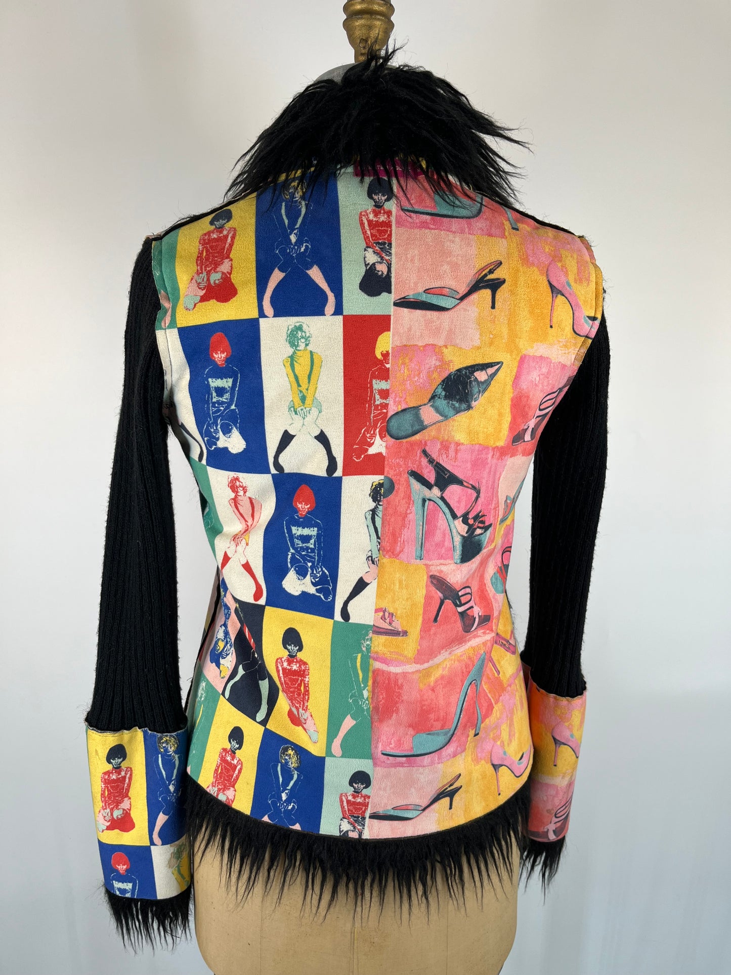 Pop Art Print Fur Sweater Jacket