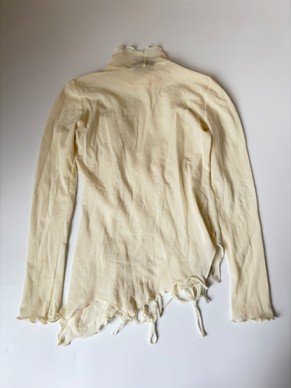 Made in Italy Mesh Long Sleeve with Abstract Applique Design