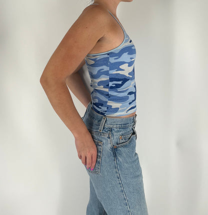 Glitter Camouflage Tank Top With Built-in Bra