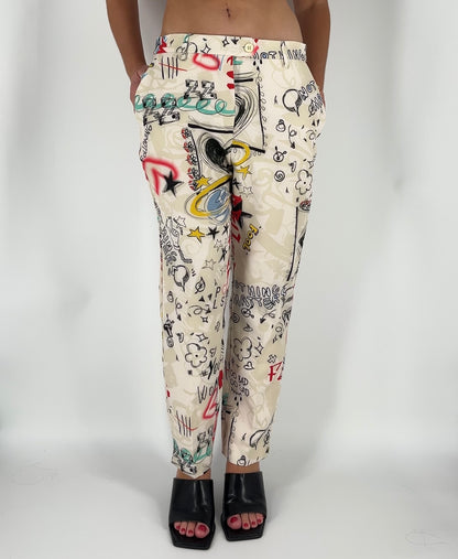 Made in Italy Graffiti Print Dress Pants