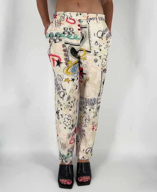Made in Italy Graffiti Print Dress Pants