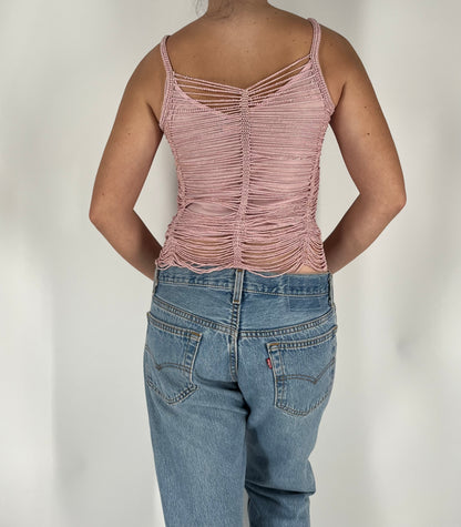 Morgan De Toi Slinky Crochet Tank With Beaded Accents