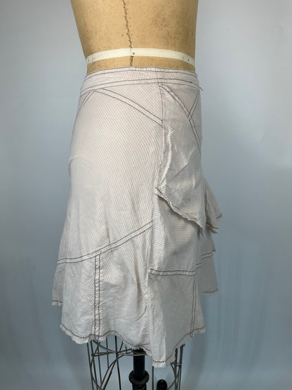 Made in France Ruffle 100% Cotton Skirt with Contrast Stitching