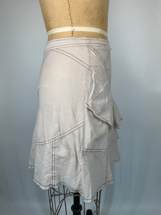 Made in France Ruffle 100% Cotton Skirt with Contrast Stitching