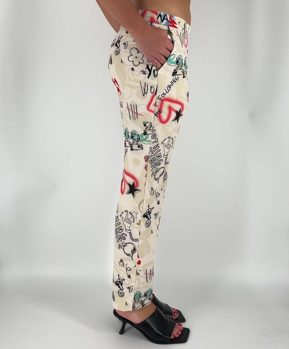 Made in Italy Graffiti Print Dress Pants