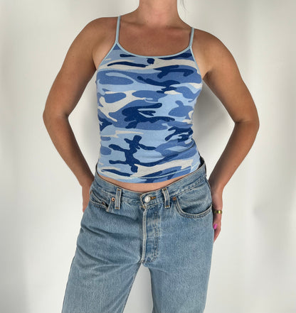 Glitter Camouflage Tank Top With Built-in Bra