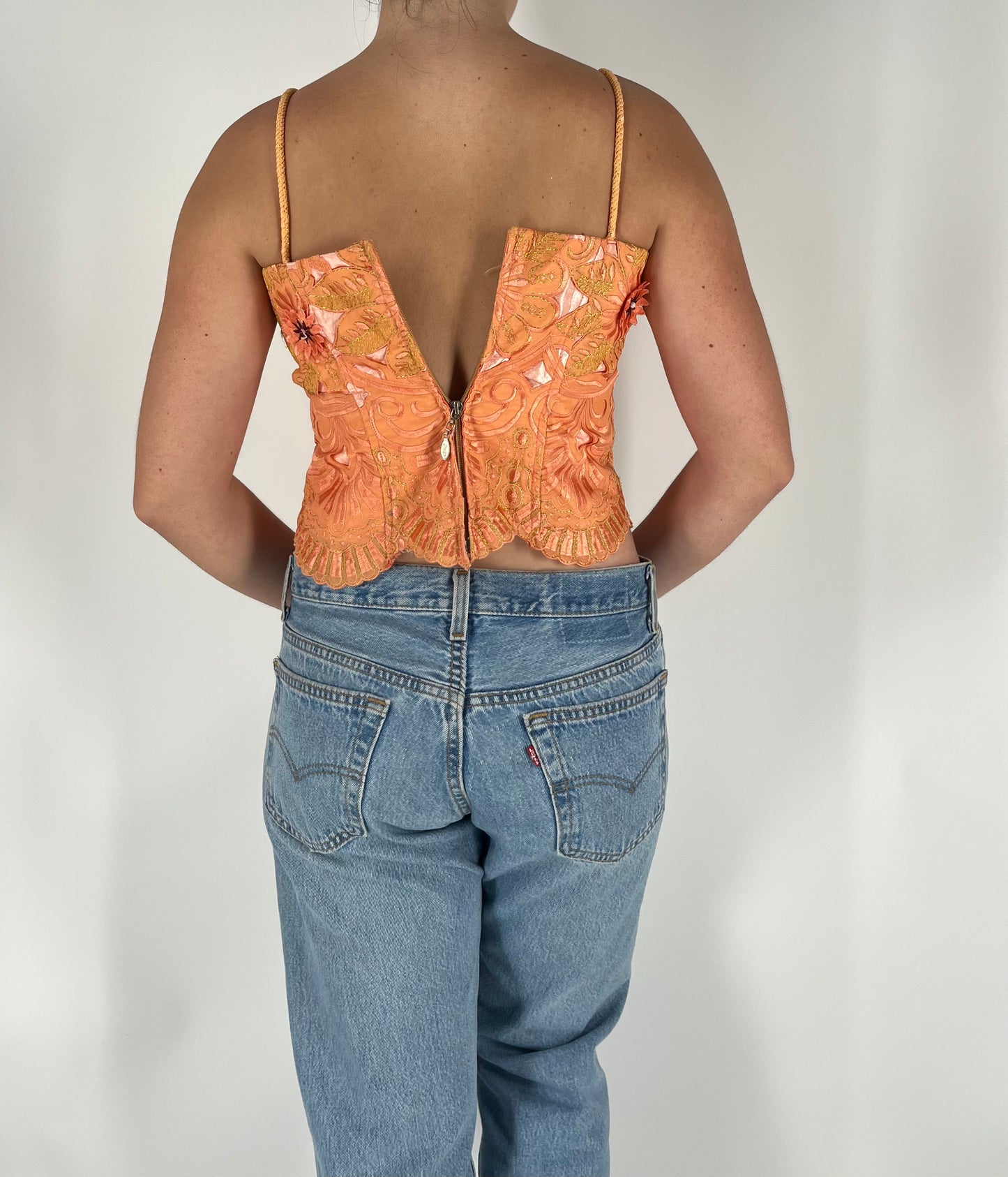 Handmade Floral Tank Top With Appliques