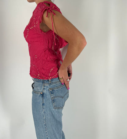 Made in India Sequin Top With Delicate Tie Details