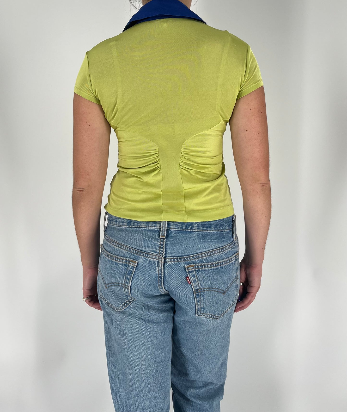 Versace Jeans Couture Micro Mesh Collared Top