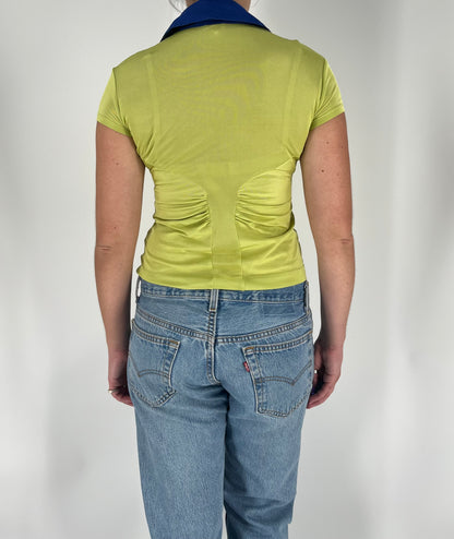 Versace Jeans Couture Micro Mesh Collared Top