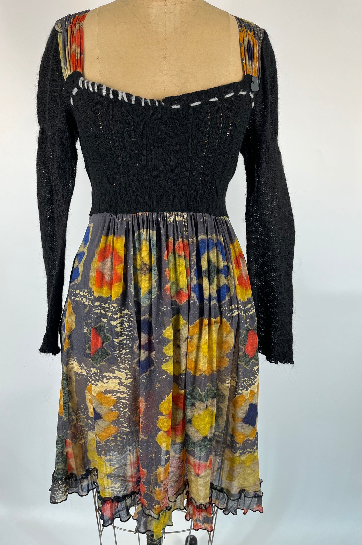 Unique Watercolor Print and Knit Sweater Dress