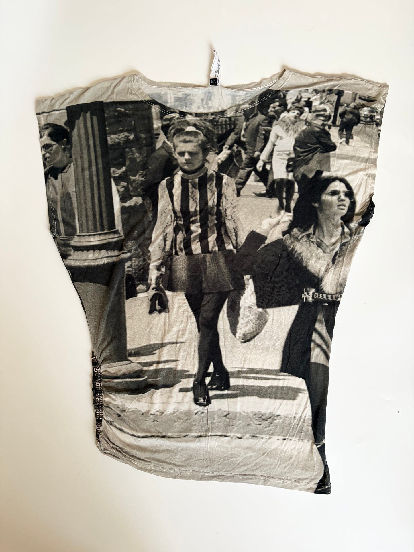 Euro Old Fashioned Photograph Print Tunic/Mini Dress