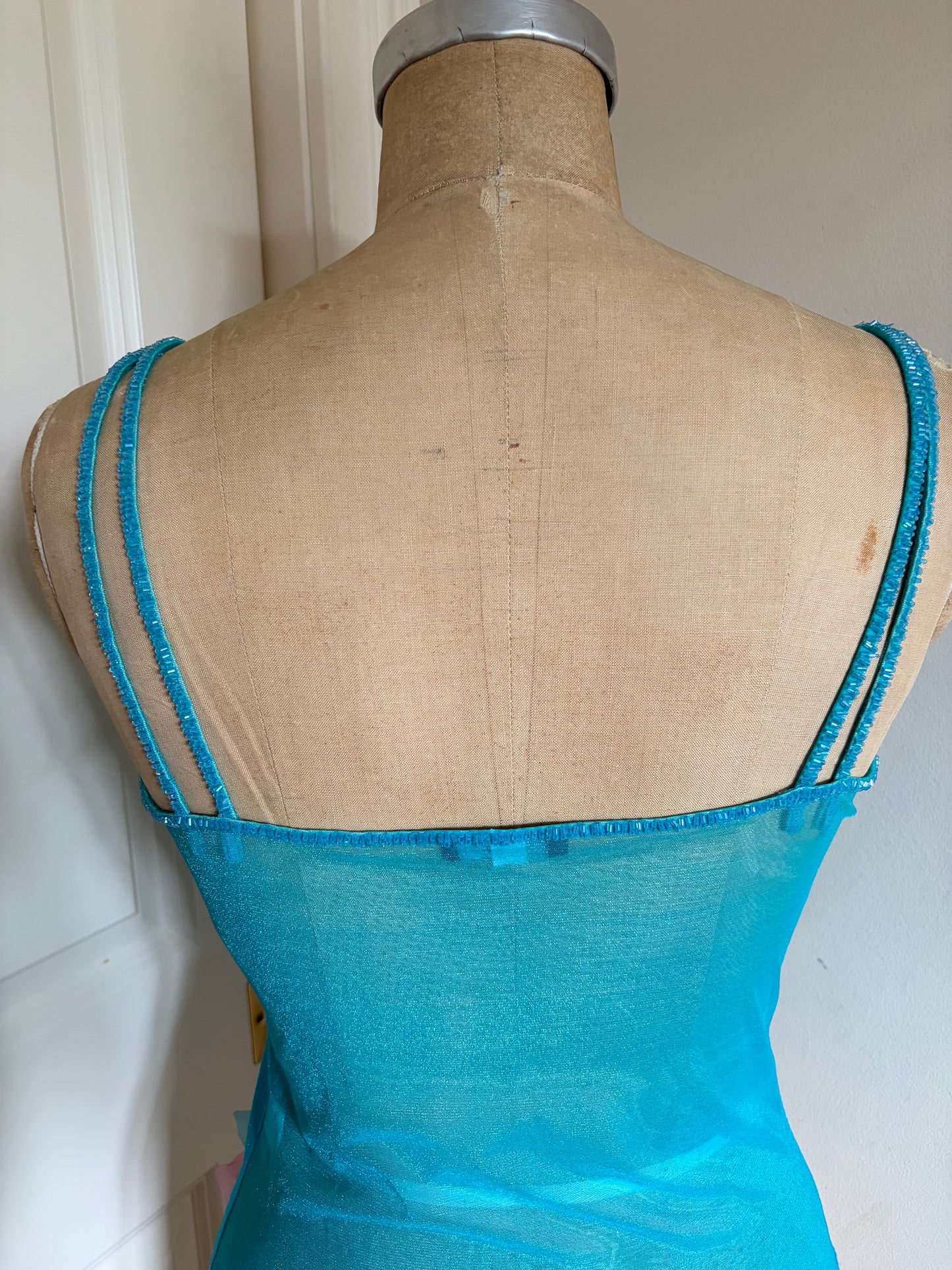 Euro Mesh Beaded Floral Appliqué Tank