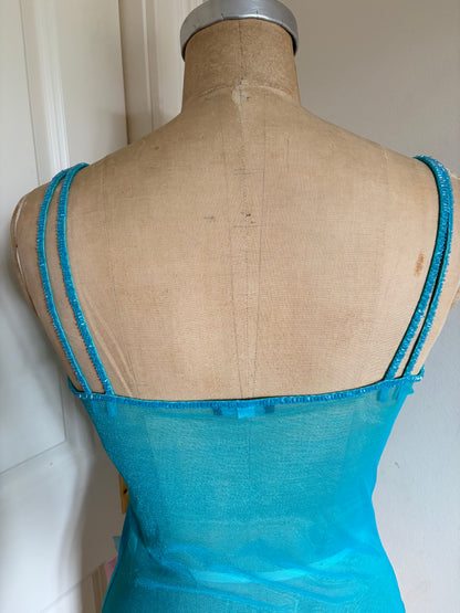 Euro Mesh Beaded Floral Appliqué Tank
