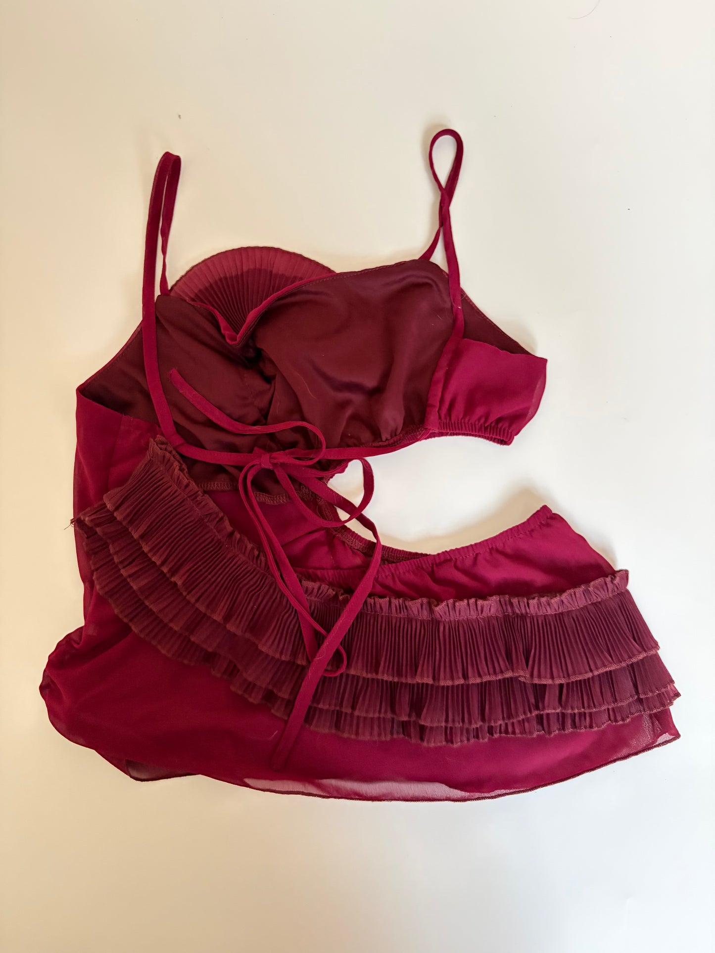 Unique Tank with Ruffle Applique and Waist Cutout