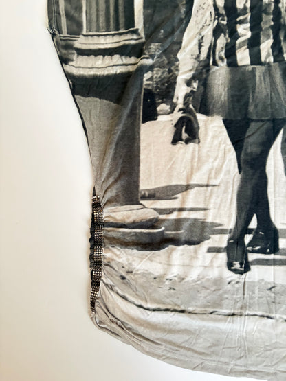 Euro Old Fashioned Photograph Print Tunic/Mini Dress