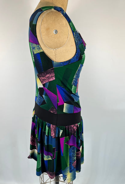 Graphic Print Cowl Neck Mini Dress