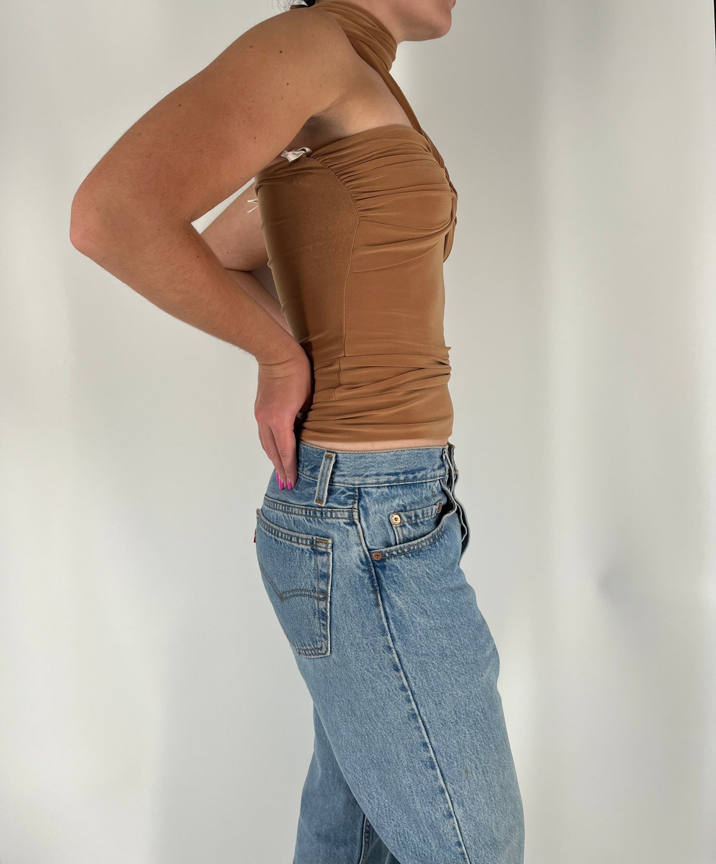 Neutral Strapless Tank With Customizable Strappy Accent