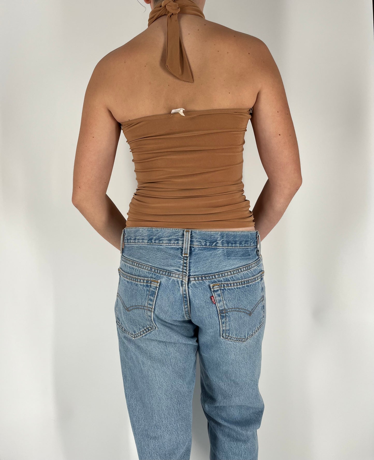 Neutral Strapless Tank With Customizable Strappy Accent