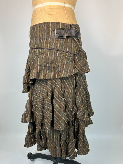 Pirate Style Striped Skirt With Buckle Detail and Adjustable Waist
