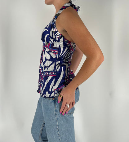 Pucci-Style Satin Halter Tank