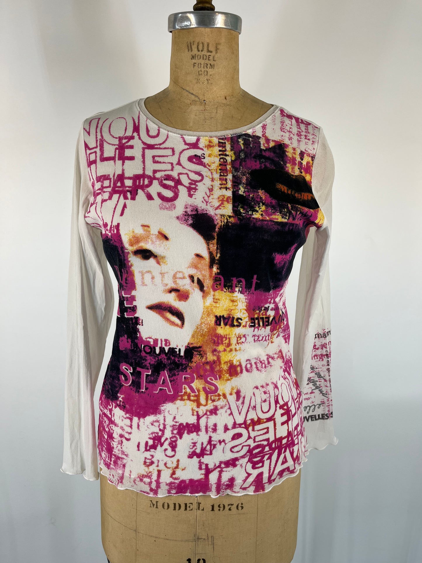 Graphic Mesh Long Sleeve Top