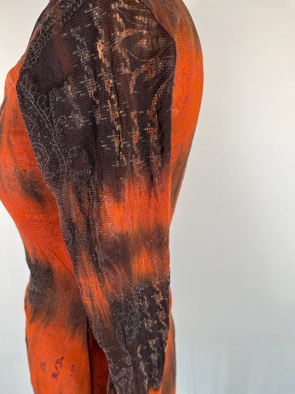 Mesh Tie Dye Long Sleeve Tunic