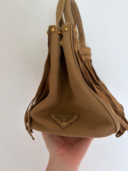 Prada Fringe Canvas Canapa Bag