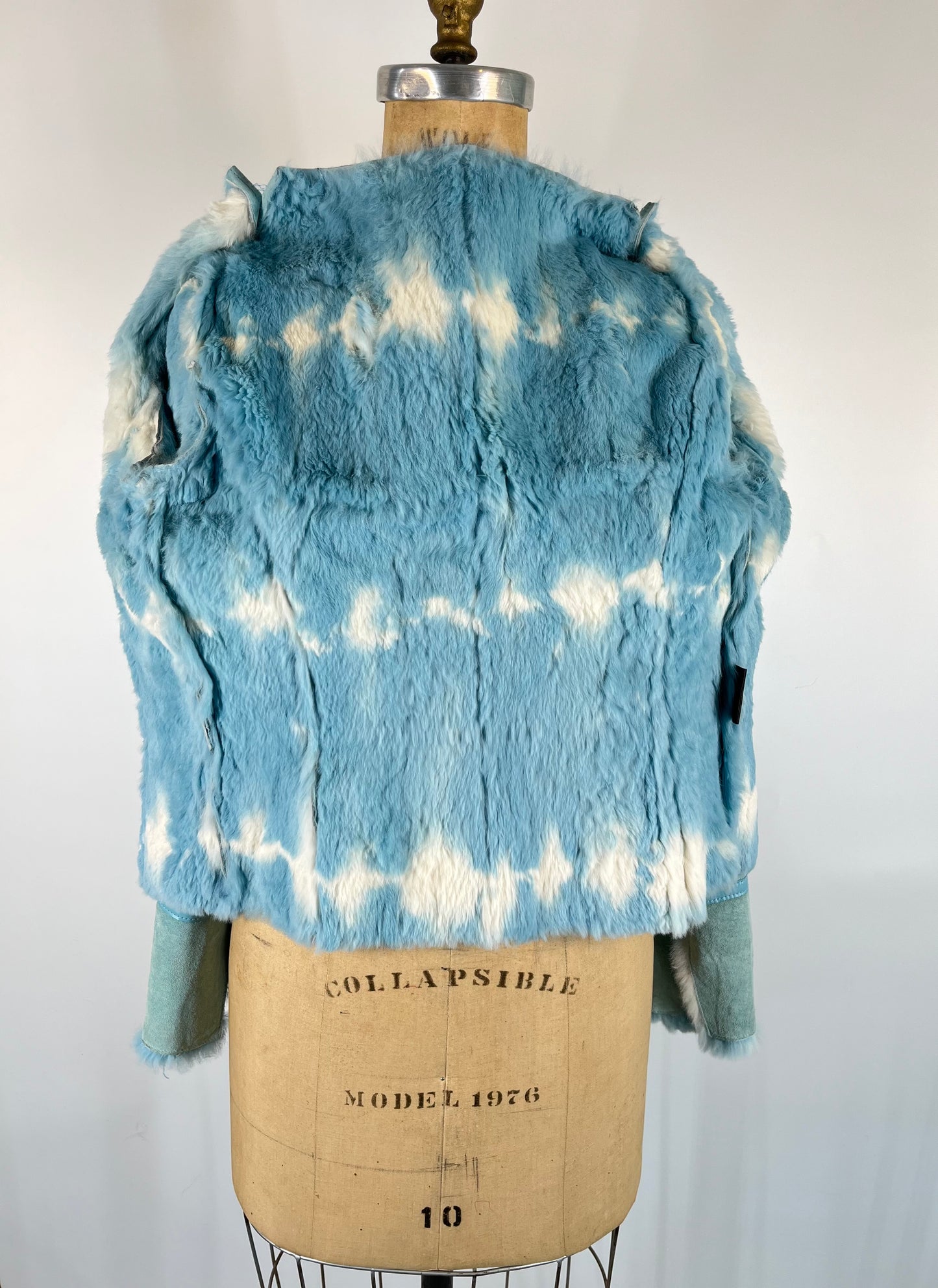 Genuine Leather and Rabbit Fur Jacket With Raw Hem Collar