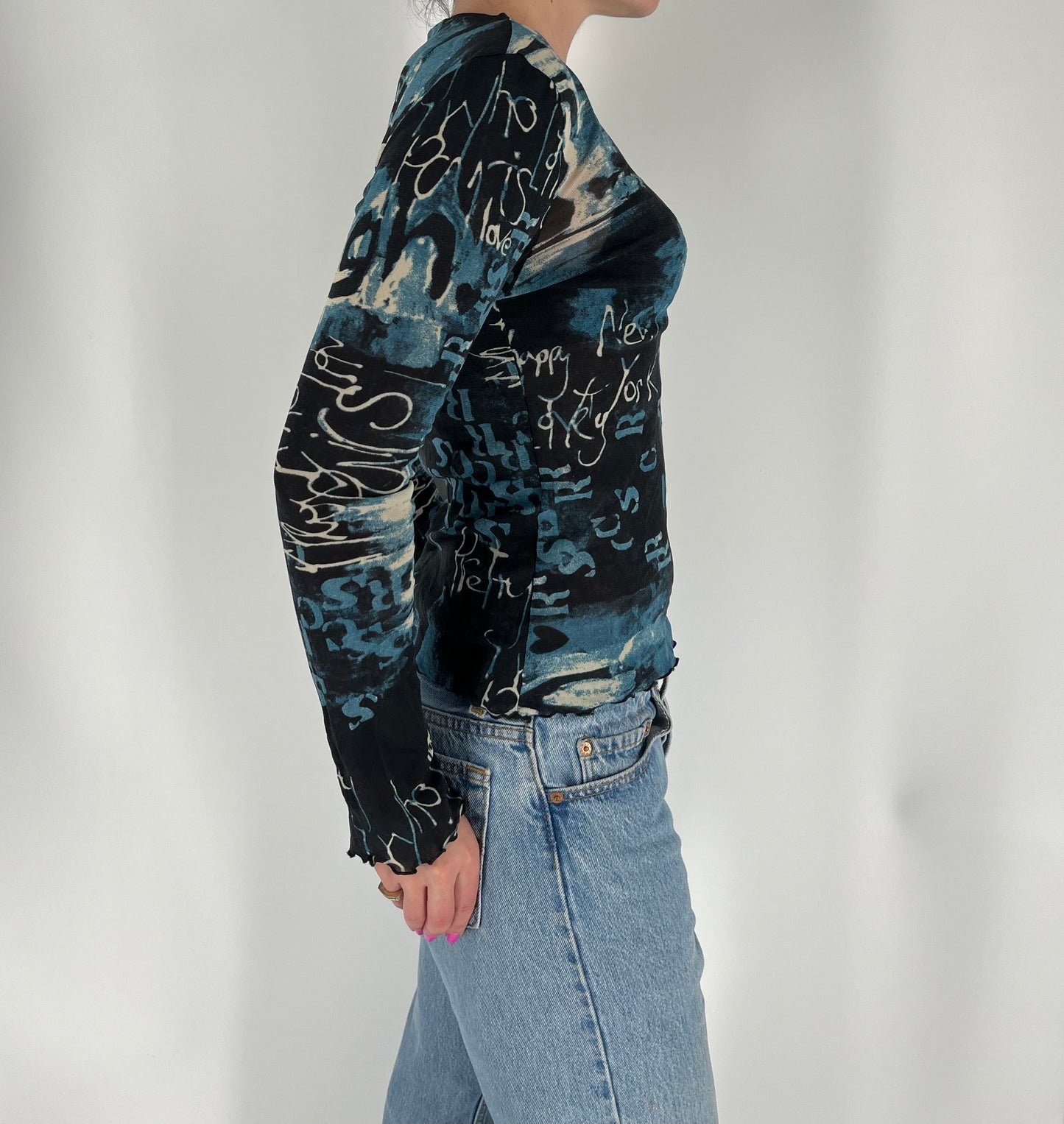 Euro Mesh Graphic Long Sleeve Top