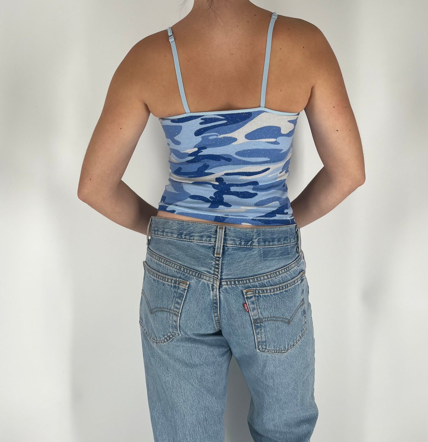 Glitter Camouflage Tank Top With Built-in Bra