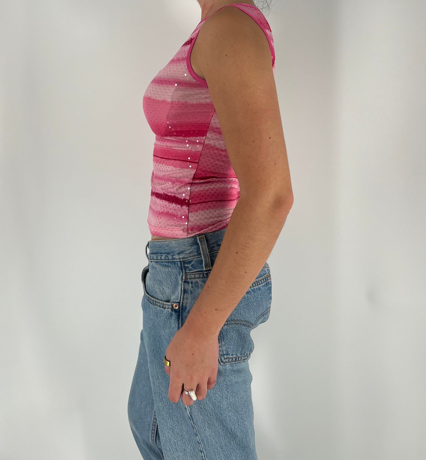 Retro Striped Tank With Subtle Shine