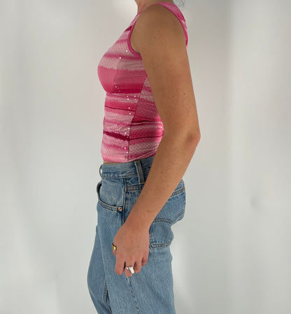 Retro Striped Tank With Subtle Shine